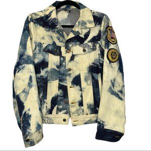 Gold Leaf  Destroyed Bleach Jean Jacket USA Army Patch